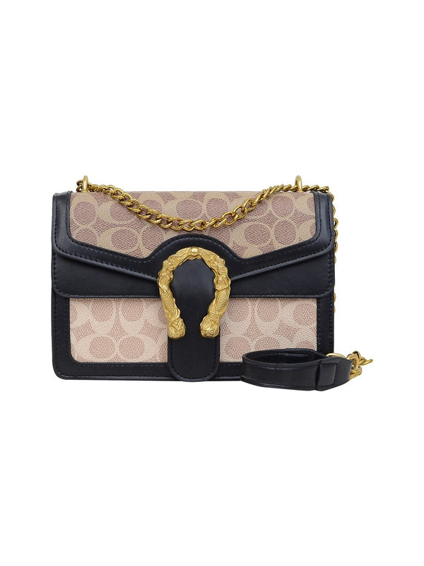 Elegant Designer Shoulder Bag with Gold Chain Accent