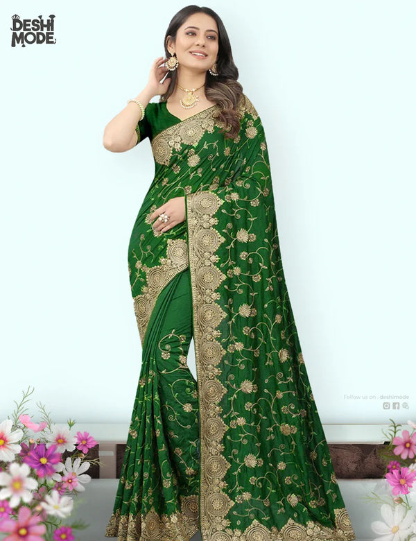 Beautiful Embroidered Georgette Sharees for Women  DS-12-GR