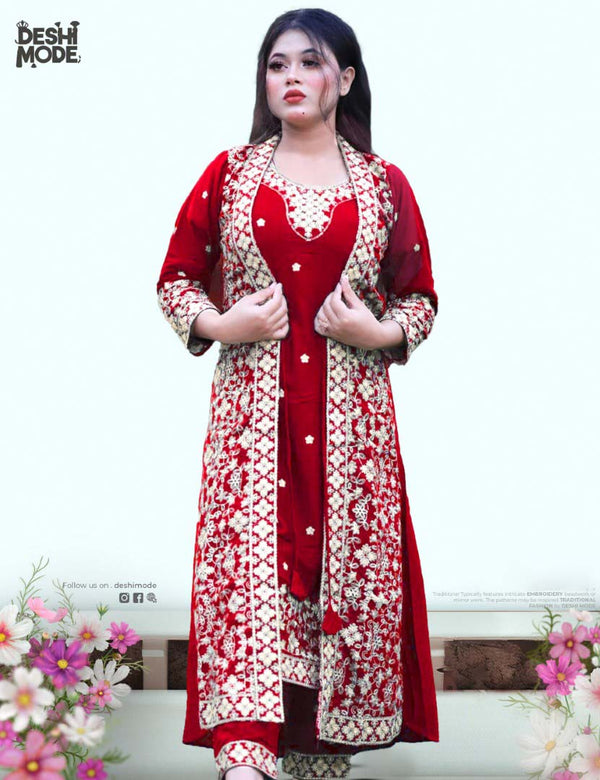 Soft Georgette Unstitched Suit Koti Dress Woman-DM-41