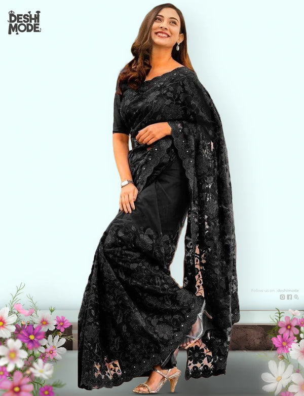 Deshi Mode Exclusive Georgette Sharee Collection  DS-04-BK