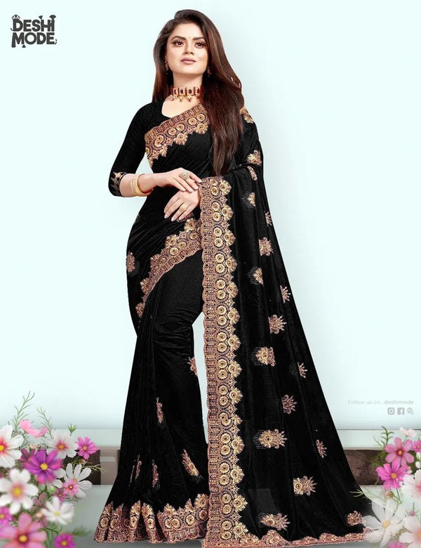 Deshi Mode Premium Embroidered Sharee  DS-01-BK