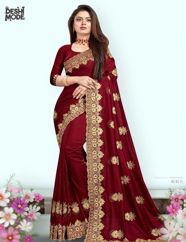 Deshi Mode Premium Embroidered Sharee  DS-01-MR