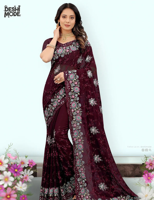 Deshi Mode Premium Embroidered Sharee DS-11-MR