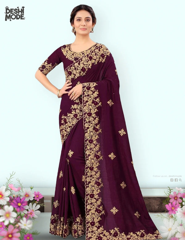 Deshi Mode's Embroidered Georgette Sharee DS-03-PR