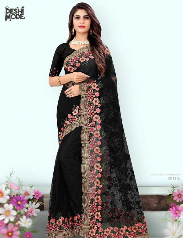 Deshi Mode Premium Embroidered Sharee DS-10-BK