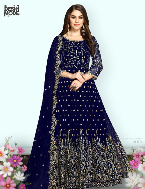 Elegant Unstitched Embroidered Gown Dress DM-20-BU