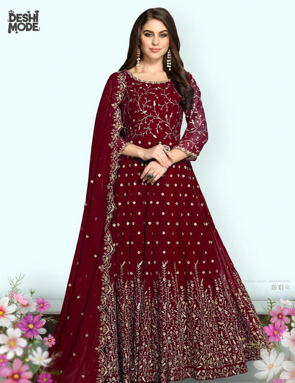 Elegant Unstitched Embroidered Gown Dress DM-20-MR