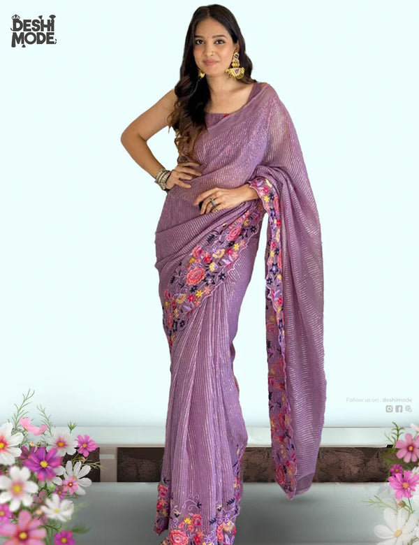 Embroidered Georgette Sharee at Deshi Mode DS-15-NU