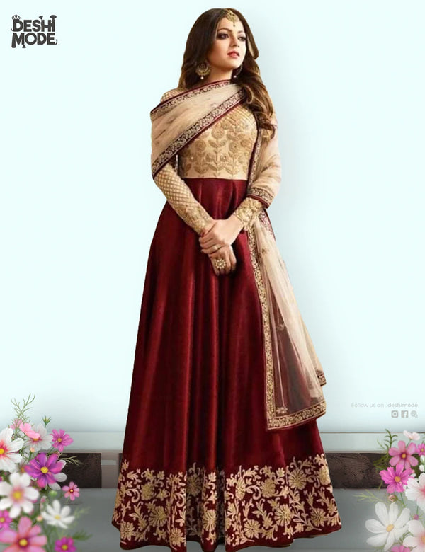 Festive Premium Unstitched Embroidered Gown DM-19-MR