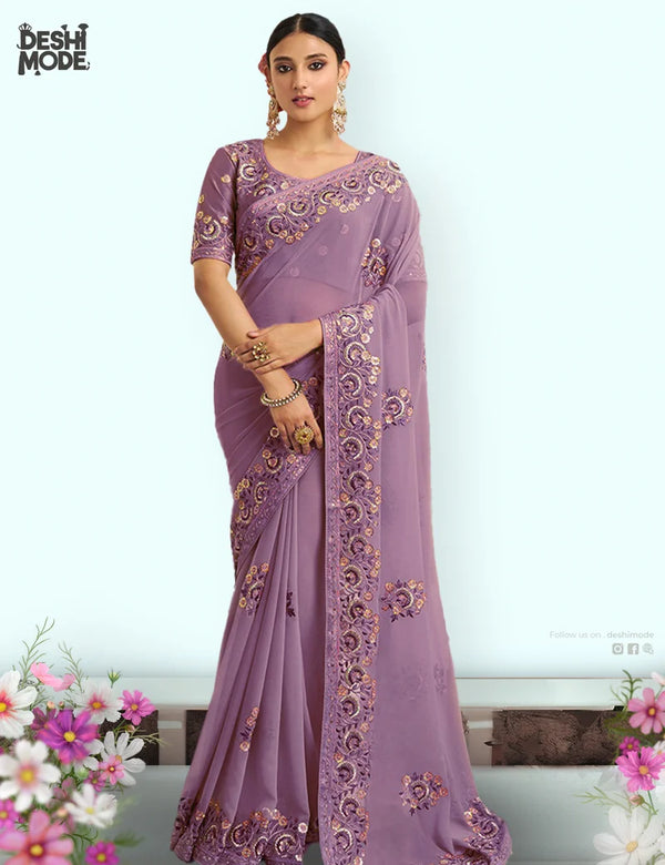 Premium Georgette Sharee with Embroidery DS-14