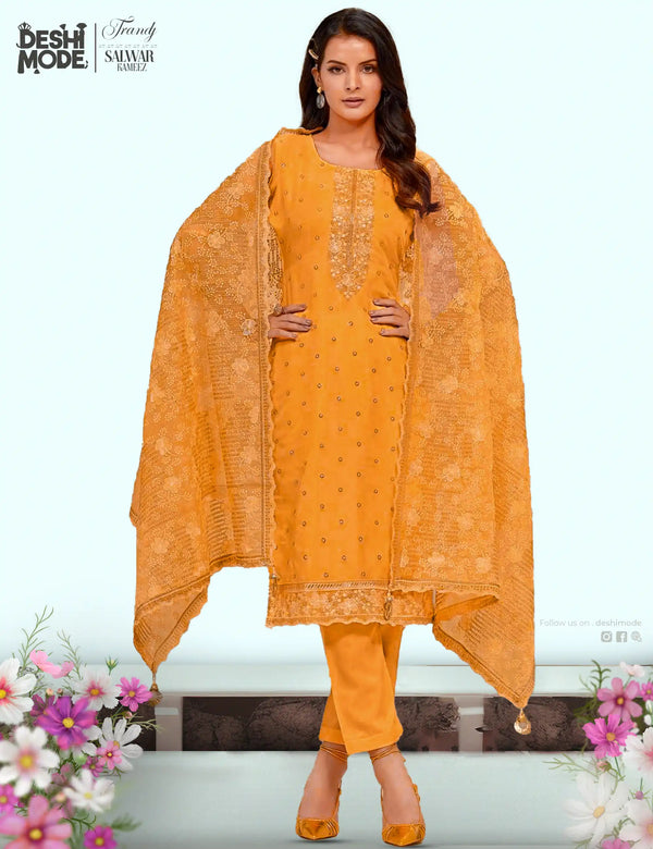 Premium Georgette Unstitched Suit for Women DM-11-Ye