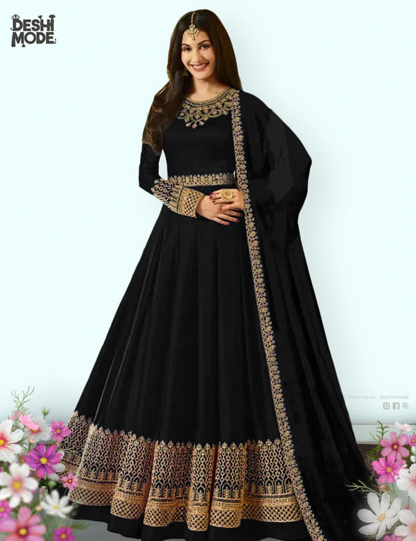 Premium Partywear Unstitched Gown Dress DM-21-BK