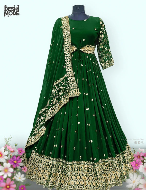 Premium Unstitched Embroidered Gown DM-17-GR