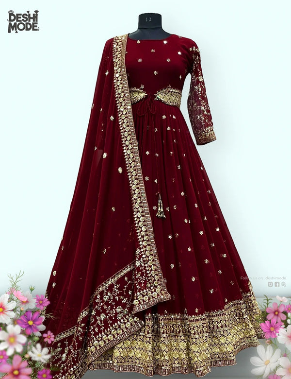 Premium Unstitched Embroidered Gown DM-17-MR