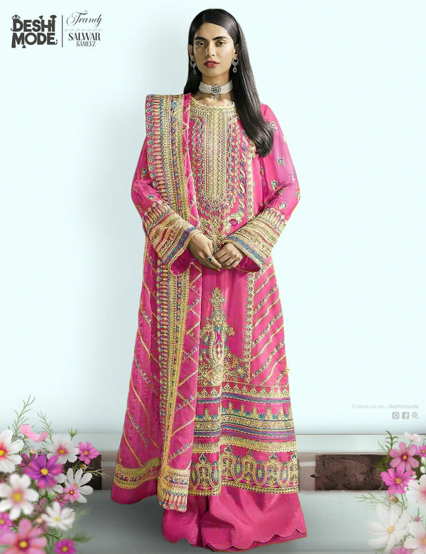Premium Unstitched Georgette Embroidery Work Salwar Kameez for Women DM-10 Pi