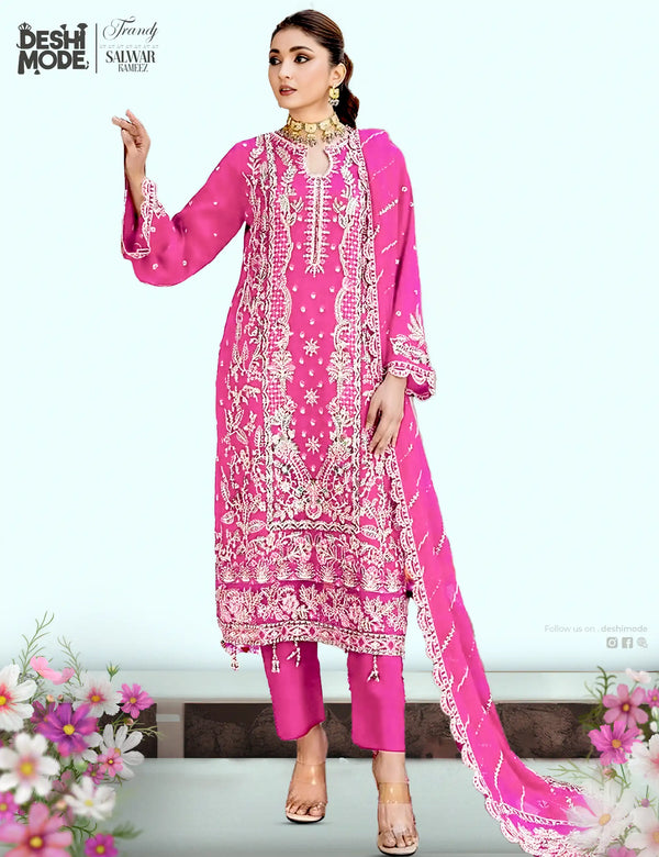 Premium Soft Georgette Unstitched Suit for Women DM-008-Pi