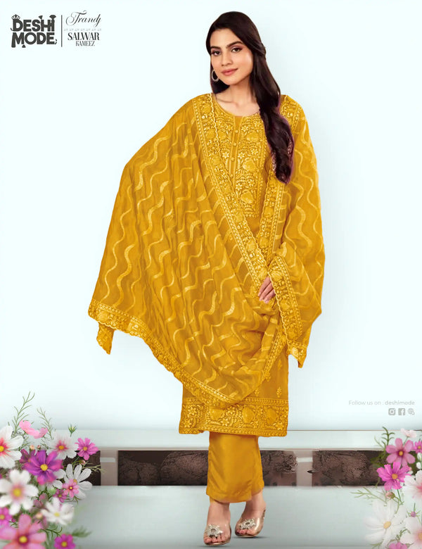 Premium Georgette Unstitched Salwar Kameez for Women DM-003-Ye