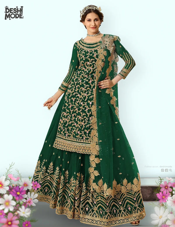 Unstitched Embroidered Partywear Gown DM-16-GR