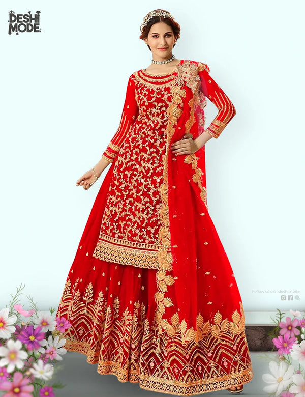 Unstitched Embroidered Partywear Gown DM-16-RD