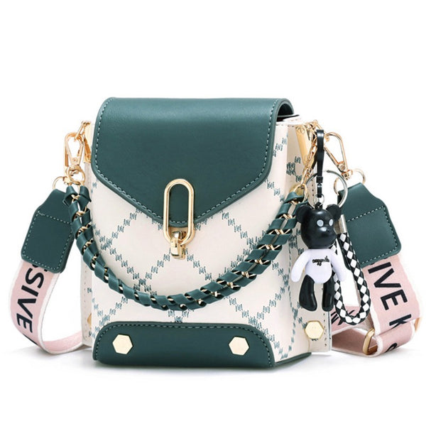Soft Leather Chain Bucket Crossbody Underarm Bag