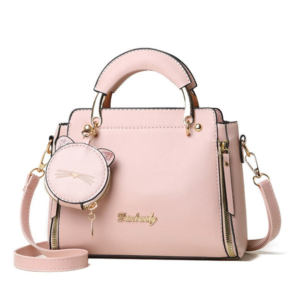 Cute PU Leather Handbag with Cat Coin Purse